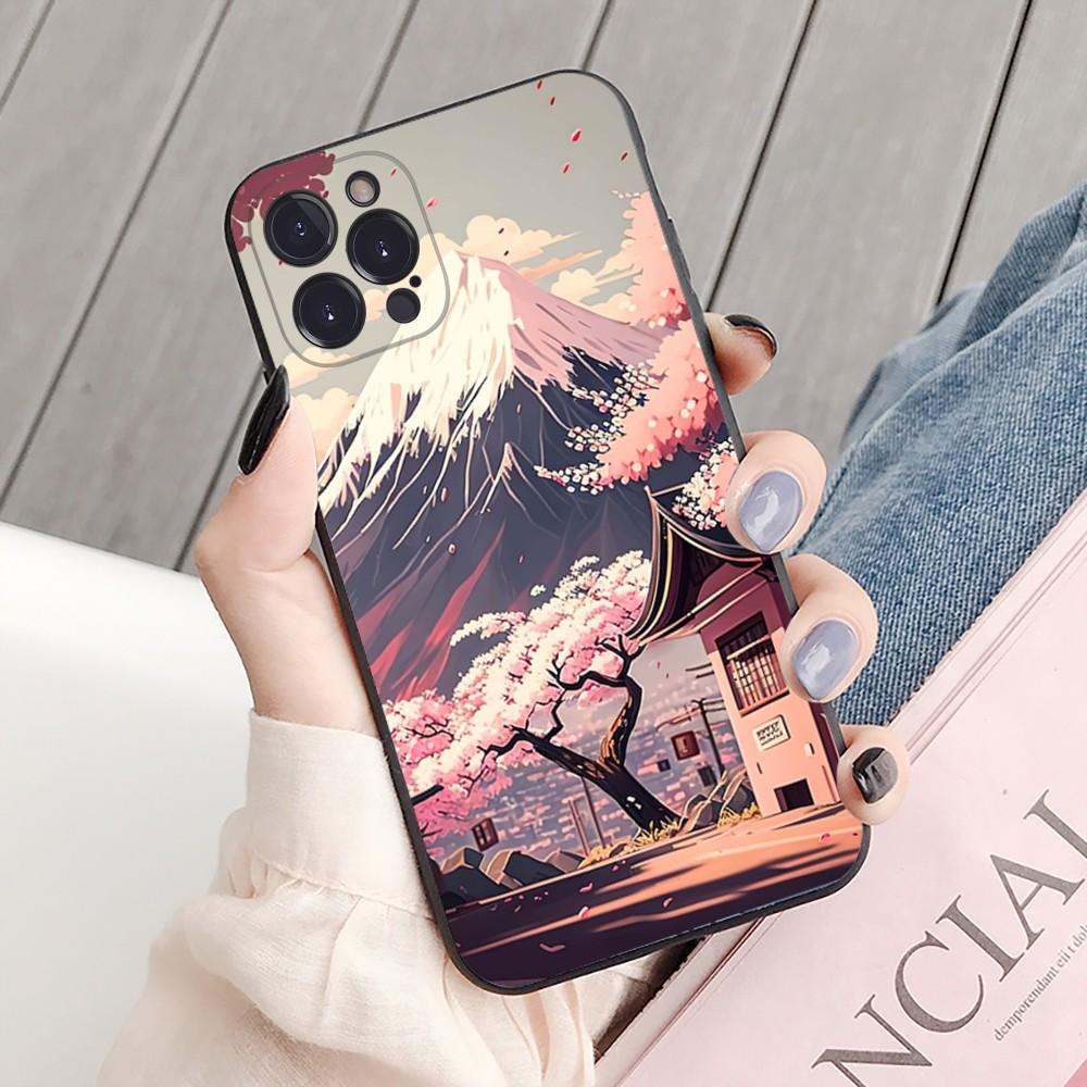 Japanese Aesthetic Mount Fuji Landscape Phone Case For iPhone 15 14 11 12 13 Mini Pro XS Max Cover 6 7 8 Plus X XR SE 2020 Shell