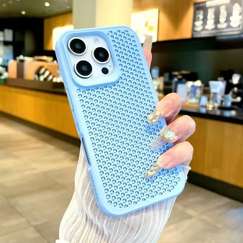 Dissipate Heat PC Case For iPhone 16 15 14 13 12 11 Pro Max Plus Breathable Hard Back Cover