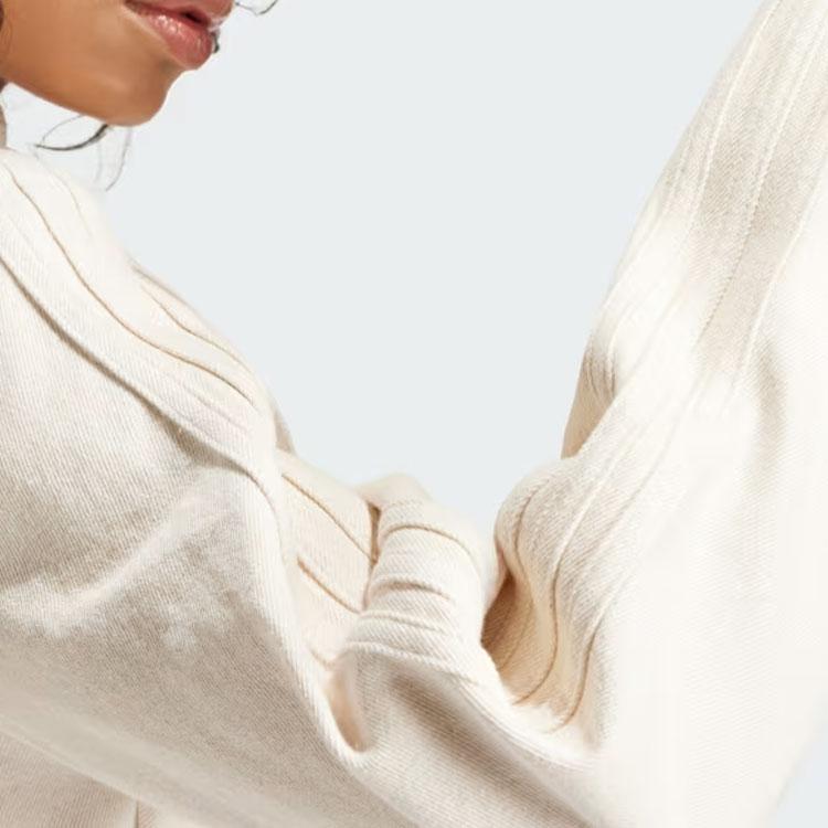 Adidas Originals Montreal Denim Zip-Up Cropped Jacket Women Tops Off-White IS3583