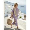 1D European and American Style Plus-size Loose Casual Five-quarter Sleeve Women's Summer Fashion Seaside Vacation Beach Two-piece Set