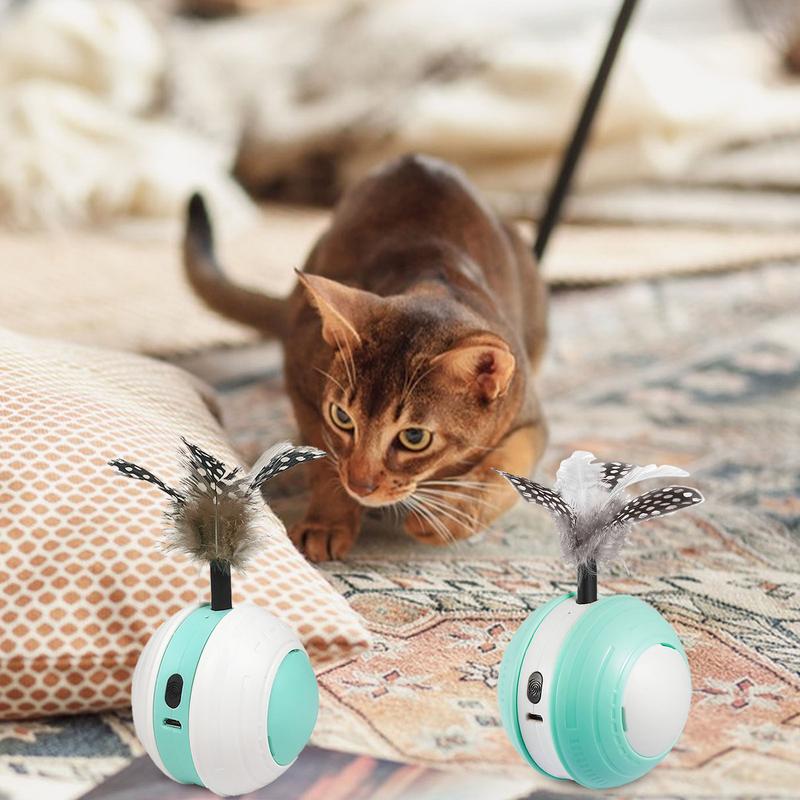 Interactive Cat Ball Toy Interactive Toy Cat Teaser Ball Automatic Moving Cat Ball USB Rechargeable With 2 Modes Smart Cat Toy