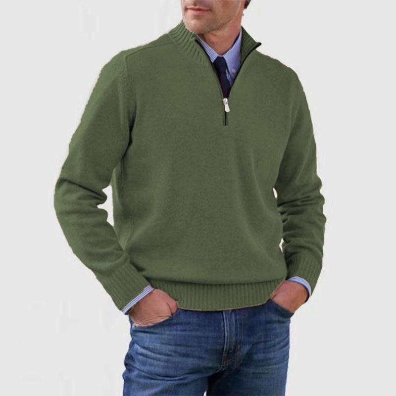 Autumn/Winter Men'S Plus-Size Knit Top, Zip-Up Knit Shirt, Warm Base Layer, Sweater For Men