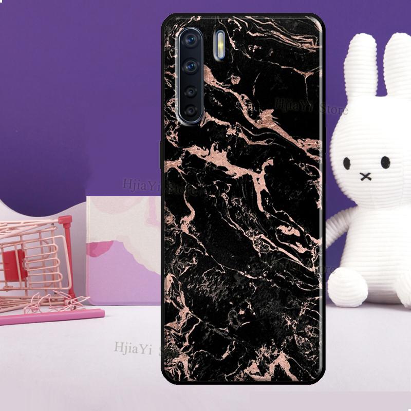 Türkisblau Gold Achat Marmor Hülle Für OPPO Reno 5 Lite 2Z 2F A5 A9 A53 A53S 2020 A52 A72 A1K A15 A83 A94 A74 A54 Hülle