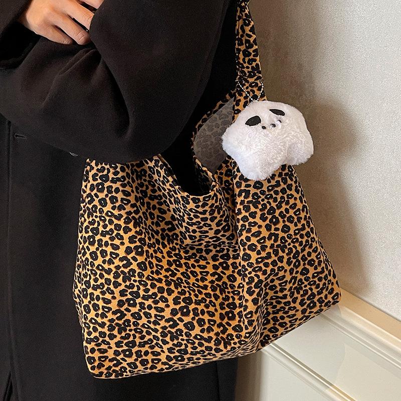 Large Capacity Leopard Print Bag Women New Trendy Fashion Crossbody Bag Women Ins College Students' Class Shoulder Bag Women