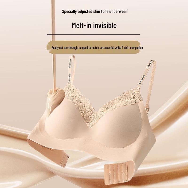 Seamless Lace Edge Wire-Free Supportive Gel Bra for Plus Size Women