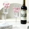 Creative Pink Bow Champagne Tall Wine Glasses Sparkling Wine Glasses For Family Party Holiday And Wedding