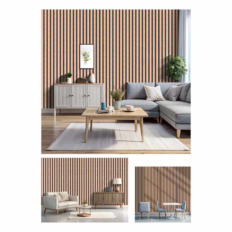 45cm*10m Self-Adhesive PVC Waterproof Peel & Stick 3D Striped Panels Wood Grain Wallpaper Furniture Accent Walls & Home Renovation Decor