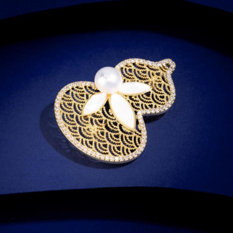 Новая китайская полая тыква жемчужная элегантная брошь-костюм для женской одежды пальто корсаж ювелирные аксессуары подарки A3