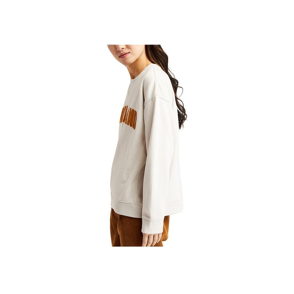 Timberland Corduroy Embroidered Logo Crewneck Sweatshirt Women Sweatshirt White-Sand A23KM-BH7