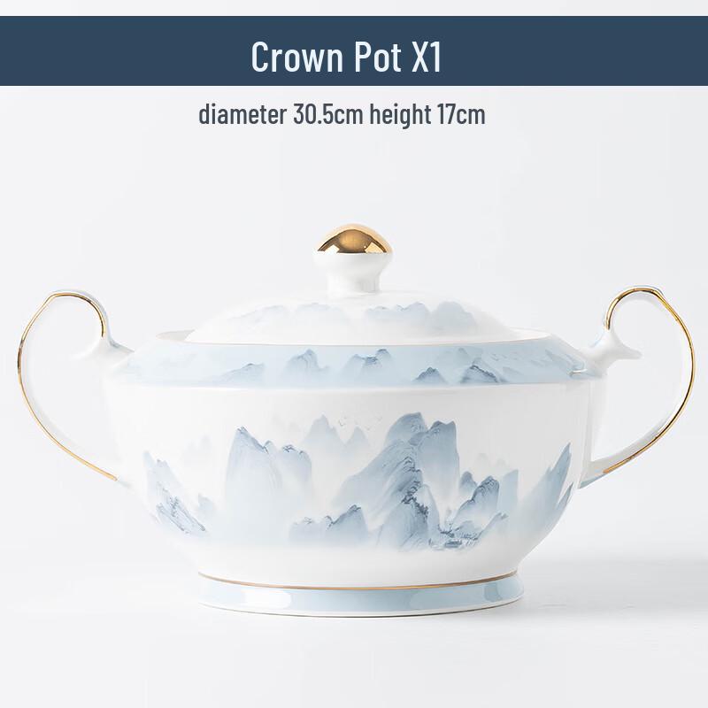 Huazao Baijia Jingdezhen Ceramic Tableware Set Yufeng Soup Pot