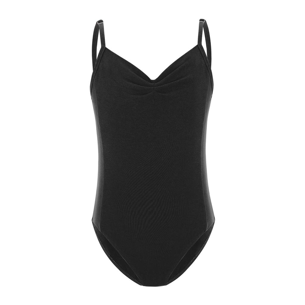 Girls Ballet Leotard Sleeveless Backless Adjustable Spaghetti Straps Ruched Bodysuit Gymnastics Wear