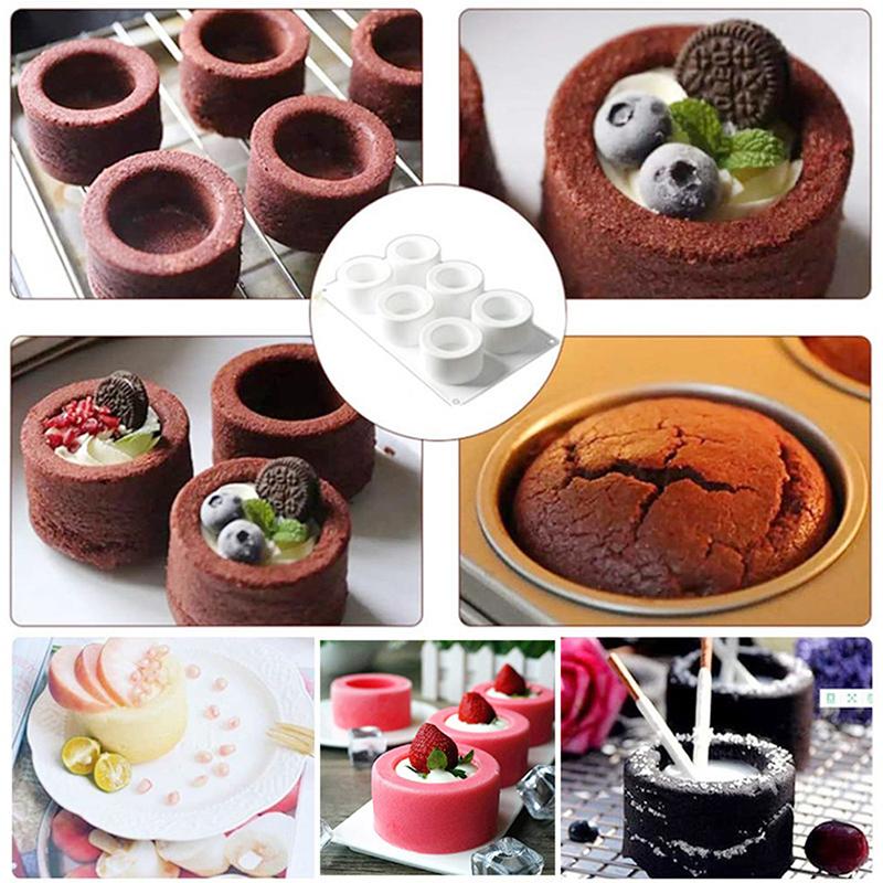 6 Compartments Silicone Pudding Cup Cake Mold French Dessert Mousse Cake Mold
