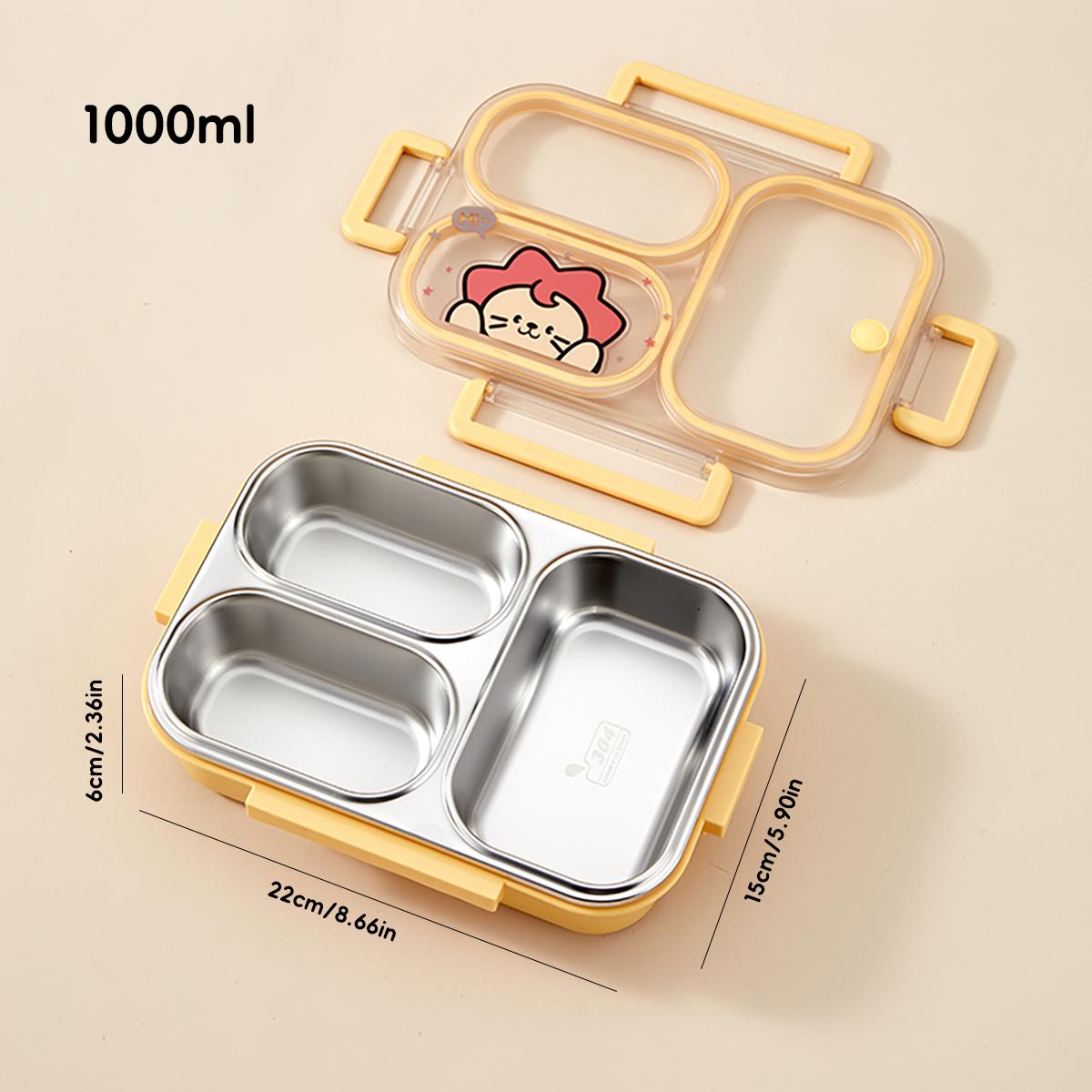 

WORTHBUY 304 Stainless Steel Lunch Box With 2/3 Compartments Large Capacity Student Bento Box Portable Leak-proof Food Container 1000ml