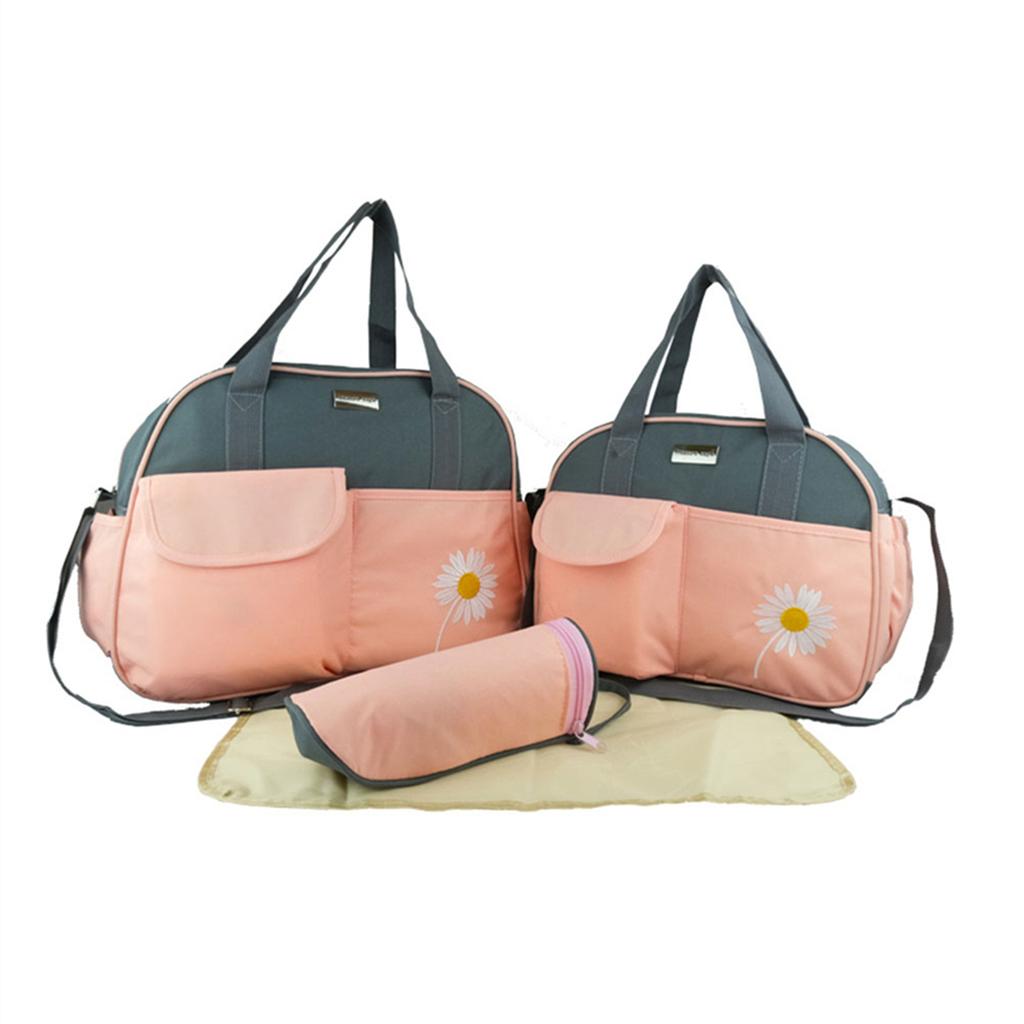 Fashion Mommy Bag Four Piece Set Small Daisy Pattern Large Capacity One Shoulder Mommy Bag Multi Functional Diagonal Diaper Bag