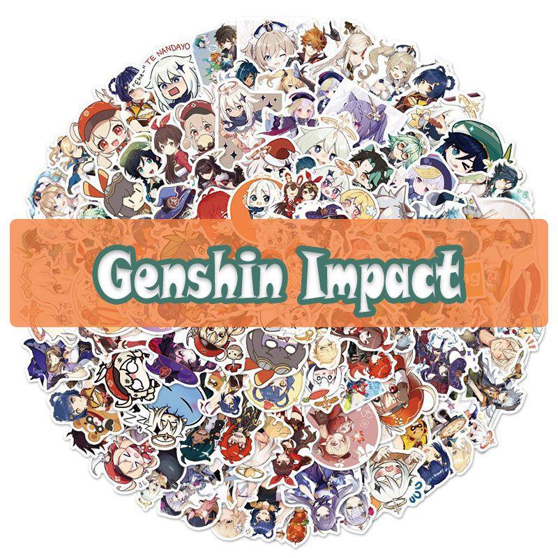 

100pcs Impact Genshin Hot Game Stickers Funny Waterproof Skateboard Luggage