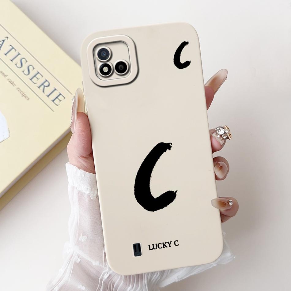 For Realme C11 (2021) Lucky Initial Letter Phone Case For Realme C11 2021 2020 RMX3231 RMX2185 Soft Silicone Shockproof Cases
