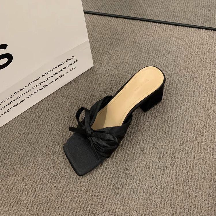 

Fashion Shoes for Women Heeled with Bow White Woman Slippers Open Toe Sandals Unique Chic and Elegant Eva New Collection Shoe Vip Slides 35