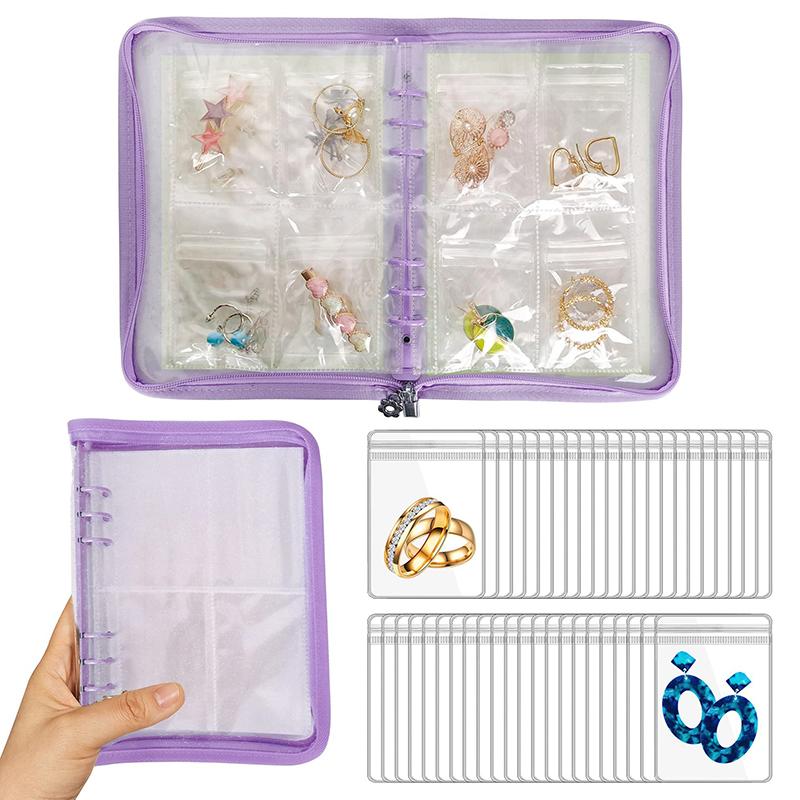 Earring Organizer Case Travel Jewelry Organizer Transparent Jewelry Storage Book For Necklace Bracelet Ring Holder With Bag