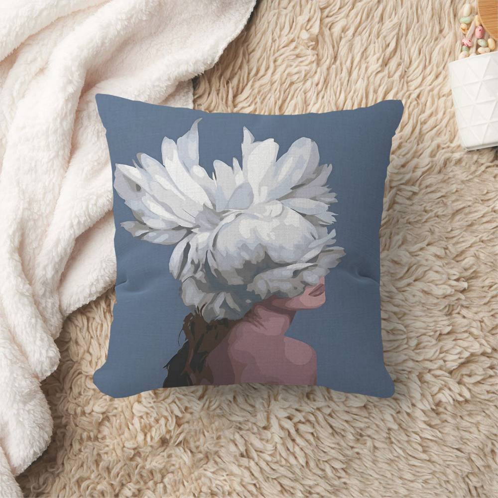 Abstract Flowers Girl Pillow Cushion Cover Pillowcase Living Room Sofa Home Decor Customized