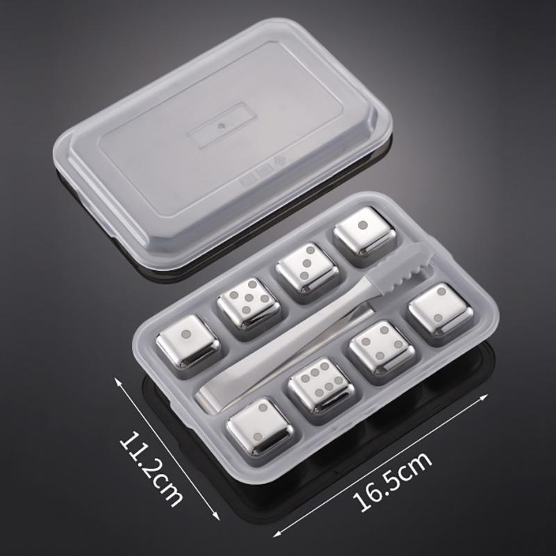 304 Stainless Steel Ice Cubes, Reusable Whiskey Stones, Dice Poker Pattern, Quick-Frozen Metal Ice Pellets, Beer Cooler Bar Tool