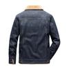 Winter Jeansjacke Herren Kragen mit dickem Fleece Denim Baumwollmantel Lose Workwear Jacke Männer