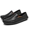 Summer Men's Slip-On Hollow Out Soft Loafers Leather Breathable Work Shoes For Men Comfortable Driving Clog Casual Walking Shoes