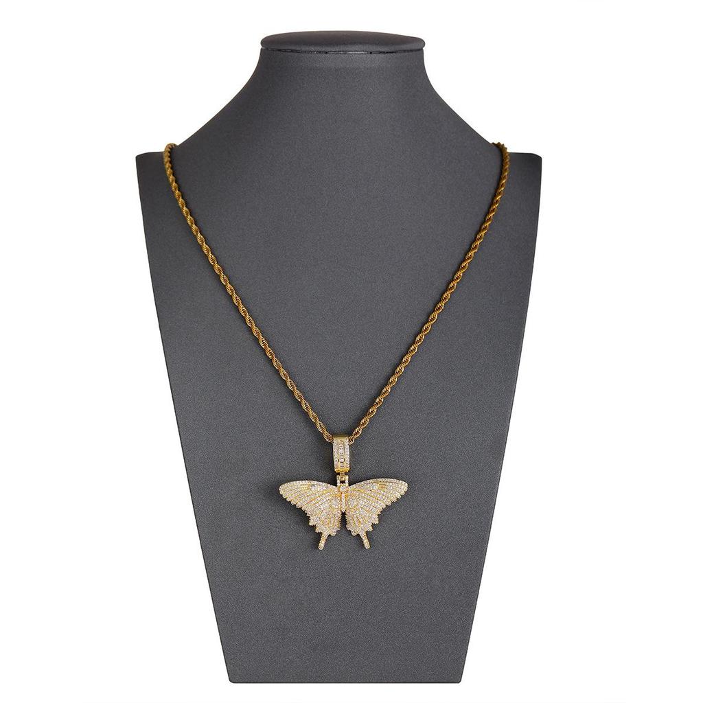 3D Engelsflügel Diamant Anhänger Unisex Pulloverkette