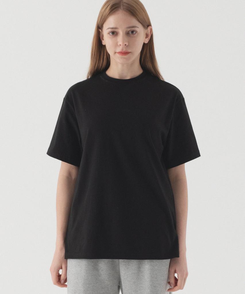 PIANER Basic Slit Short Sleeve T-Shirt (Black)