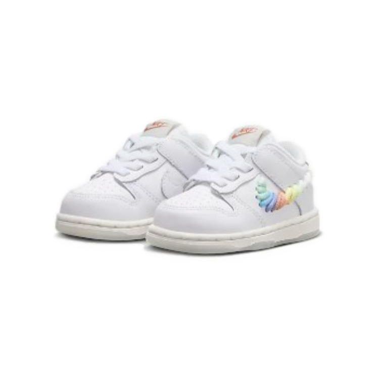 Nike Dunk Low TD Rainbow Lace Swoosh Baby Sneakers White Multi-Color Dark-Pony FQ1924-100