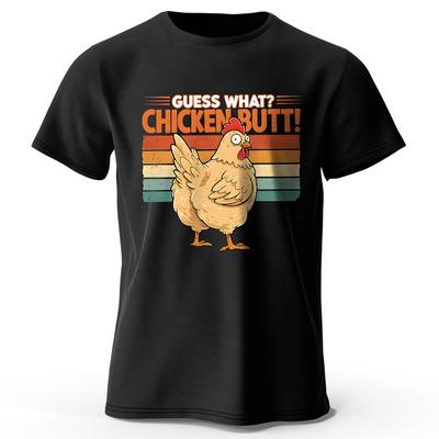 Herren T-Shirt mit Hühnerpopo-Aufdruck 100% Baumwolle Übergroße Alberne Grafik-T-Shirts für Damen Sommeroberteile Verspielte Streetwear