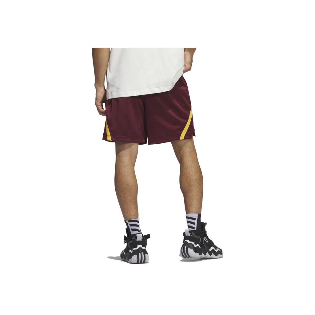 adidas Mesh Breathable Side Pocket Hem Slit Tie Casual Shorts Men Shorts Dark-Red IM4207