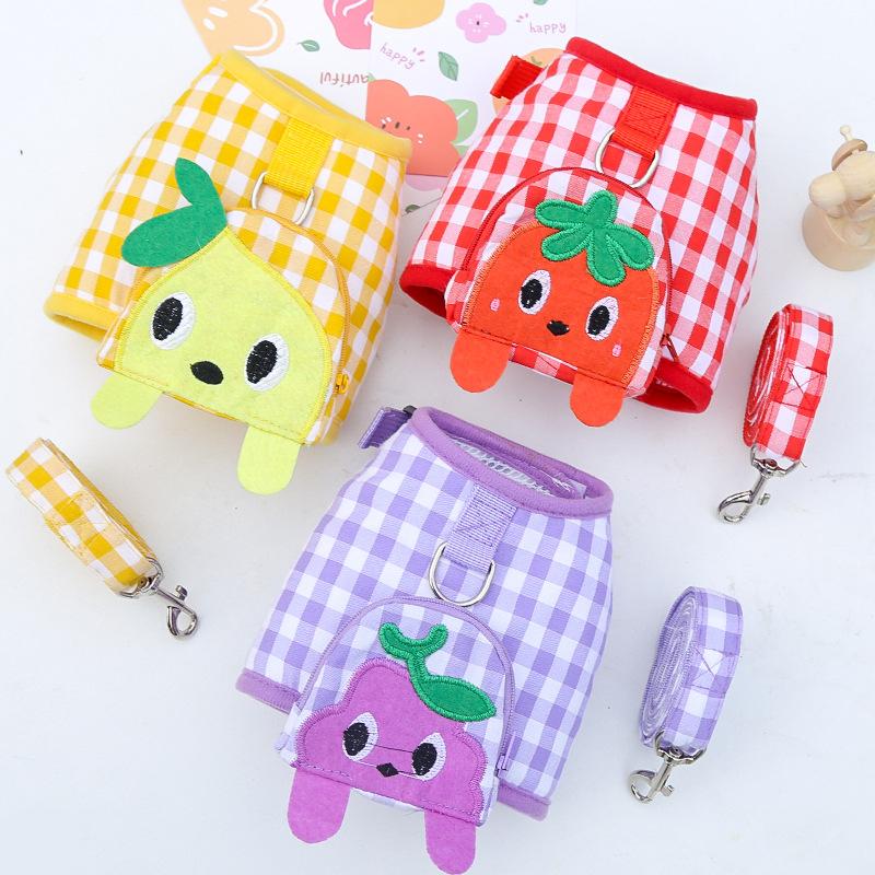Pet dog dog cat chest strap leash walking dog going out supplies teddy bear French fight pug clothes