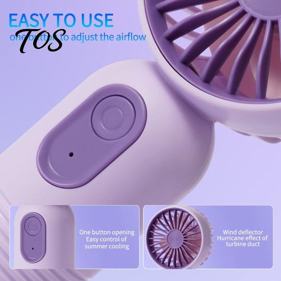 Ventilateur à piles Mini ventilateur portable, Rechargeable par USB portable 3 vitesses Vent puissant pour le voyage, Petit refroidissement personnel d'été, Cadeau Enfants Adultes