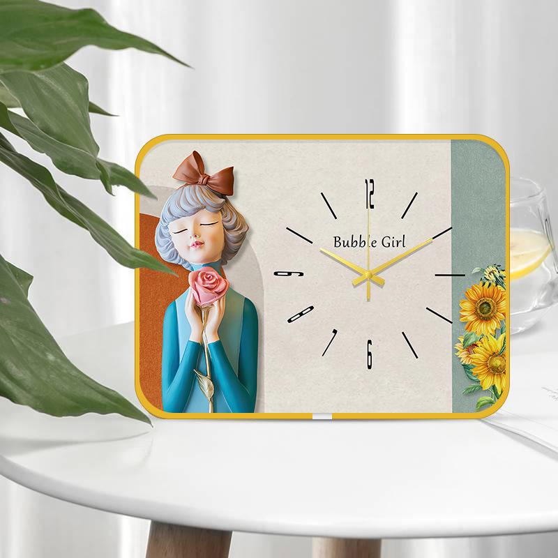 

Настольные часы Украшения Дом Пузырь Бант Букет Девушка Легкая Роскошь Свежий ТВ Тумба Декоративные Часы Часы .