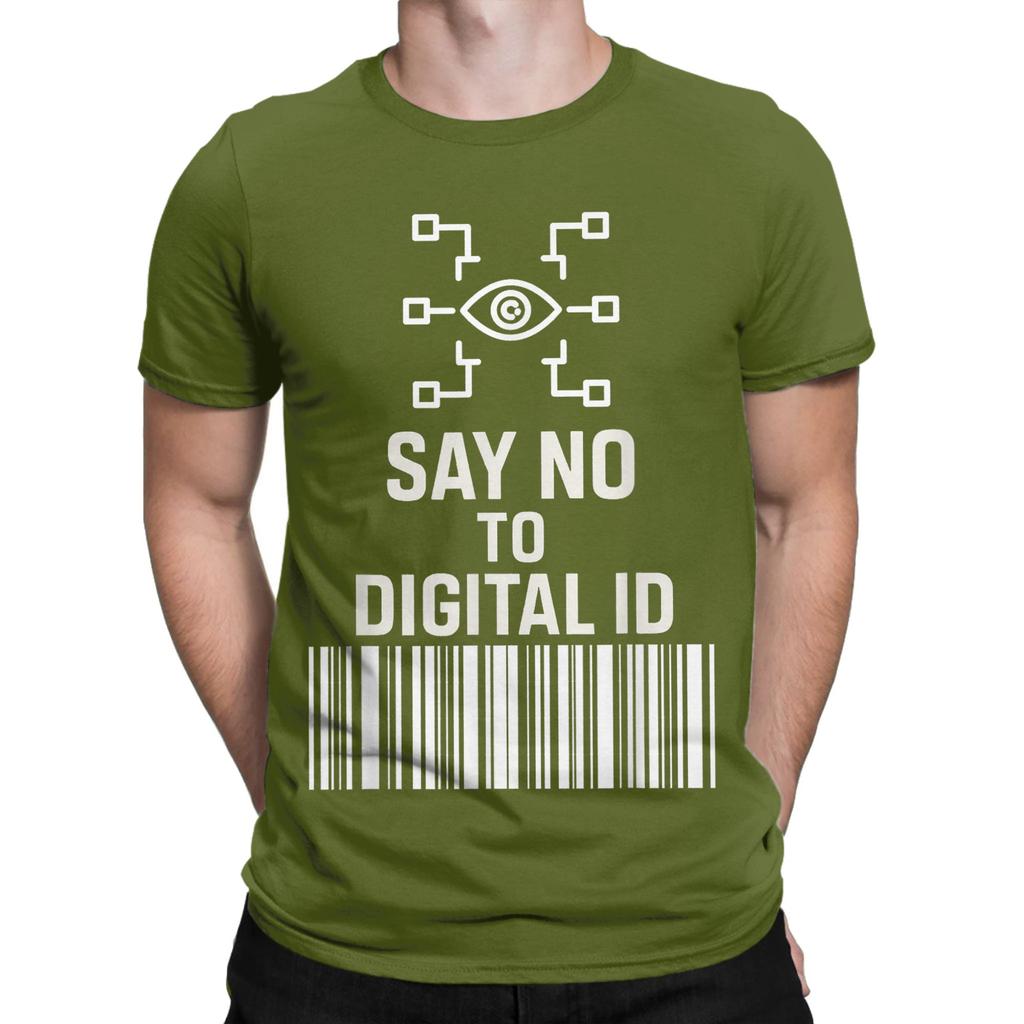 Say No To Digital Id British T-Shirt Men BritCard Protest Privacy Cotton Tee Shirt Crewneck Short Sleeve T Shirt Gift Clothing