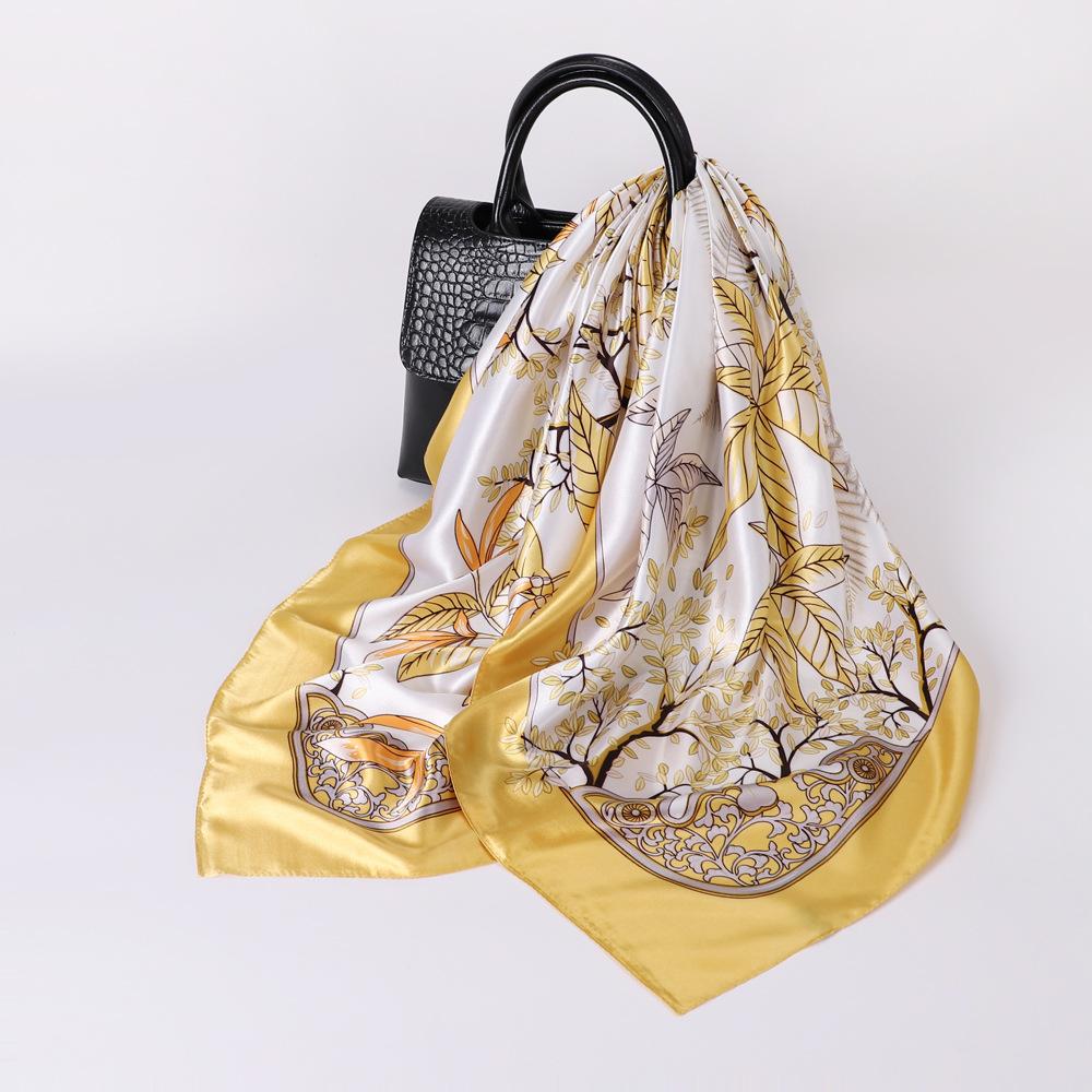 

Высококачественные роскошные шелковые шарфы, повязка на голову, шарфы, шейный шарф для женщин, шелковый шарф с цепочкой, женская декоративная шаль 90cm