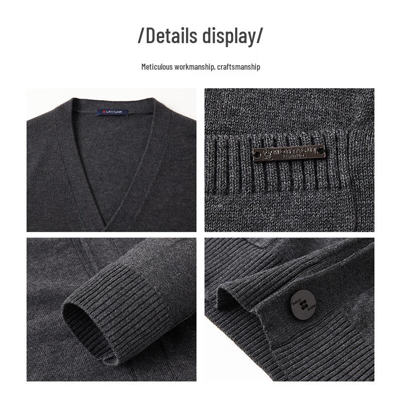 MONTAGUT Men's V-Neck Wool Blend Cardigan Sweater