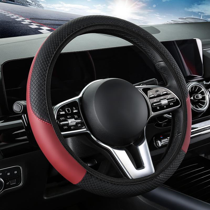 PU Leather Car Steering Wheel Cover for Men and Women Universal 38cm Anti-Slip Sport Interior Accessories Auto