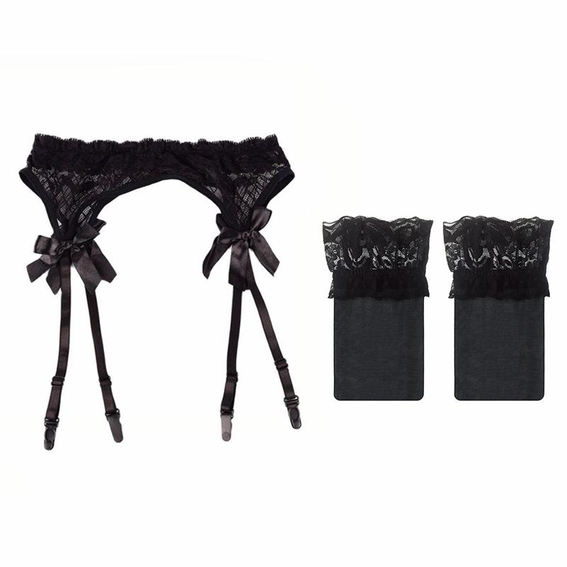 Rosa Rot Weiß Schwarz Spitze Schleife Hochzeitsstrumpfbänder Damen Sexy Dünne Transparente Strumpfbänder Strapsgürtel Für Overknee-Strümpfe