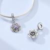 925 Silver Charms Bead CZ Zircon Spinning Colorful Lotus Dangle Fit Original Bracelet DIY Women Jewelry