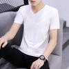 Pure Cotton White Short-sleeved T-shirt for Men's Summer Thin Trendy V-neck 2025 New Large-size Slim Base Shirt Trendy