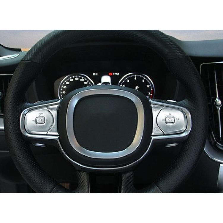 For Volvo S60 2019-2024 Matte Silver Steering Wheel Horn Button Ring Trim 1PCS