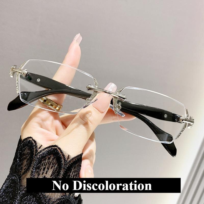 

Модное безрамочное зеркало для чтения с обработанными краями для женщин, зеркало для чтения с изменяющим цвет покрытием против синего света для мужчин, высокой четкости 0