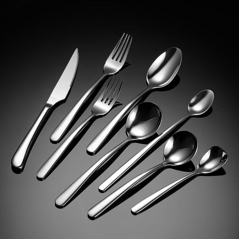 Elegant Series 304 Stainless Steel Cutlery Set - Knife, Fork, Spoon - Polished & Thickened for Hotels and Restaurants