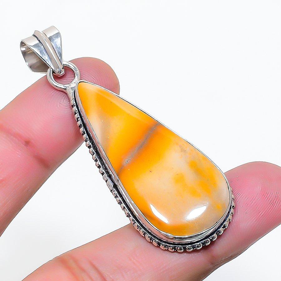 Natural Mookaite Gemstone Handmade 925 Sterling Silver Pendant 2.17" AP-15514