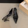 Pointed Toe Heeled Women's Closed Sandals Chic and Elegant Sandal Sales Low Price Designer Original on Offer Korea Ladies Shoes