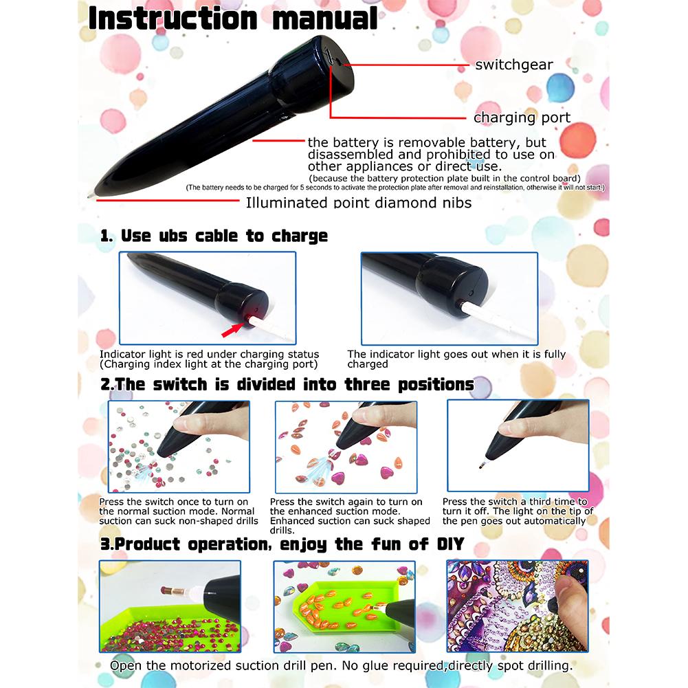 Electric Diamond Painting Pen Rechargeable No Wax Needed Diamond Art Accessories for Adults Gift for Dimond Art Fans