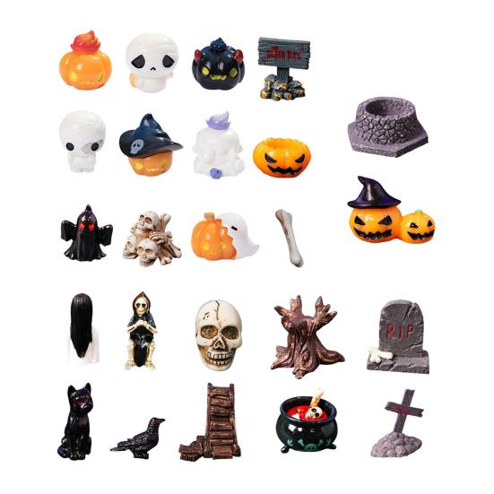 Halloweenský adventní kalendář 24 dní odpočítávání do Halloweenu Dekorace 24 ks Strašidelné panenky Sběratelské figurky Dárky pro děti, teenagery, dospělé