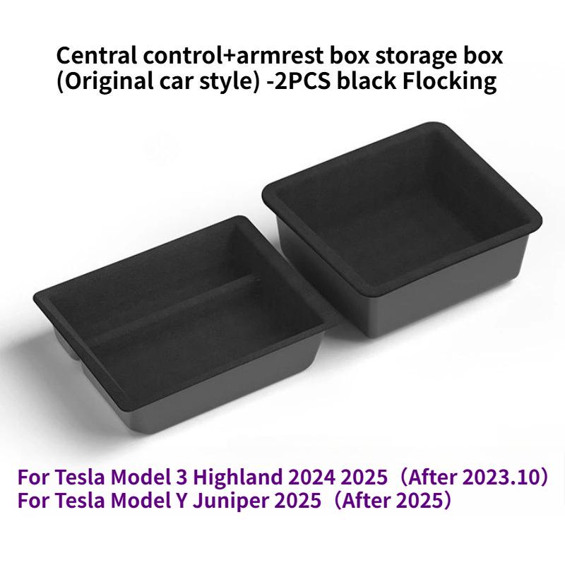 For Tesla Model Y Juniper 2025 Center Console Storage Organizer Box Tray Armrest Hidden Box Cup Holder New Model 3 Highland 2024