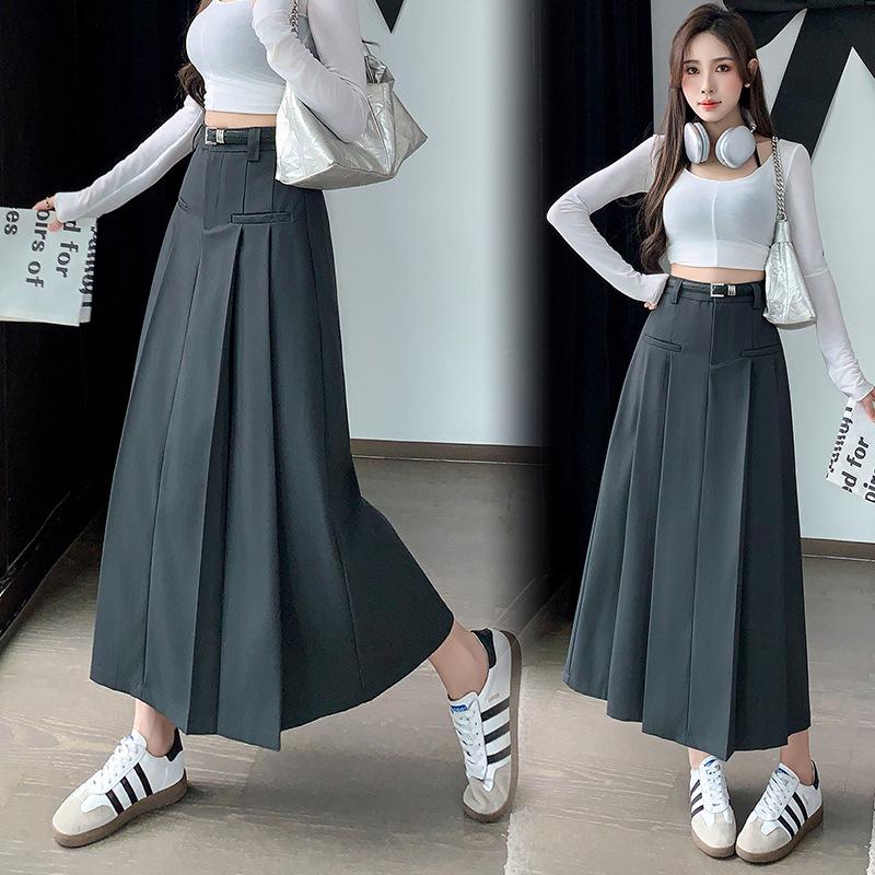 High-Waist Pleated Casual Skirt - Spring/Summer 2025 Collection Medium серый